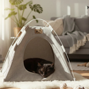 Cabana Pet TocaCoze bege em ambiente doméstico