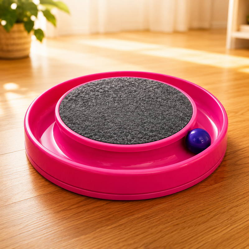 Arranhador com Bolinha Giratória MiauPlay 360™ - Diversão que Gira, Caça e Relaxa ⭕🐱