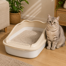 Caixa de Areia Grande Alta + Pá - Coleção LimpaFácil™ - Adeus Areia Espalhada Pela Casa 🐱✨