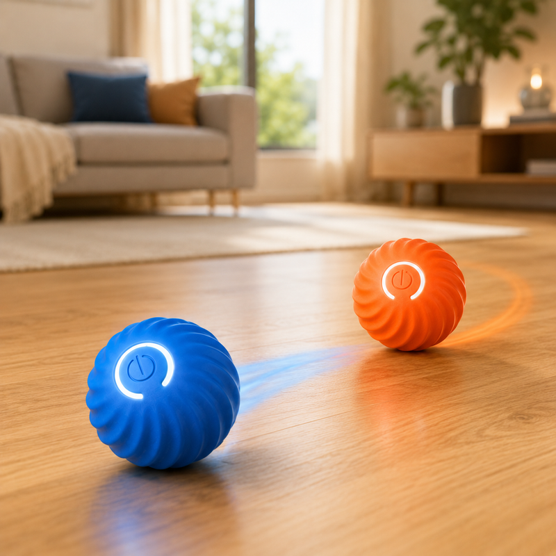 Bola Interativa PetPlay 360™ - A Bolinha que Prende a Atenção do Seu Pet 🟠🔵