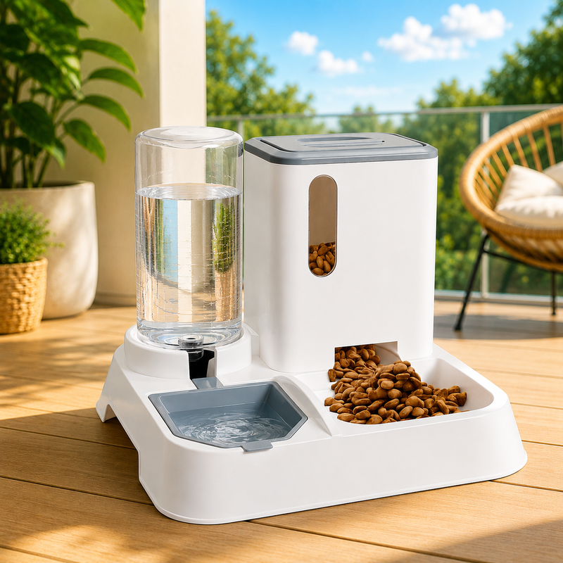 Bebedouro e Comedouro Automático DualPet 2 em 1™  –  Mantenha Seu Pet Sempre Abastecido 🍖💧
