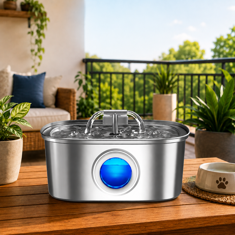 Fonte de Água em Aço Inoxidável AquaFlow Pet™ - Estimule a Hidratação do Seu Pet com Água Sempre em Movimento 🐾💦