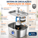 Fonte de Água em Aço Inoxidável AquaFlow Pet™ - Estimule a Hidratação do Seu Pet com Água Sempre em Movimento 🐾💦