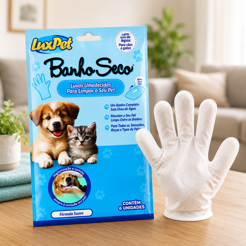 Luva Umedecida BanhoSeco™–Banho Rápido e Prático, SEM Uma Única Gota D’Agua🧤❤️