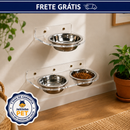 Comedouro e Bebedouro de Inox ElevaPet| Suspenso de Parede | Individual ou Duplo