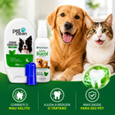 Kit Creme Dental +  Escova Dente Dedeira + Spray Bucal Hálito Pet Clean - O kit Completo Para Combater Tártaro, Placa Bacteriana e Mau Hálito! 🦷🐾