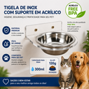Comedouro e Bebedouro de Inox ElevaPet| Suspenso de Parede | Individual ou Duplo