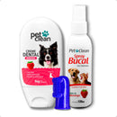 Kit Creme Dental +  Escova Dente Dedeira + Spray Bucal Hálito Pet Clean - O kit Completo Para Combater Tártaro, Placa Bacteriana e Mau Hálito! 🦷🐾