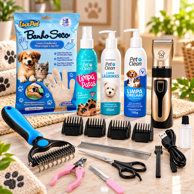 Combo Cuidado Completo Jeitinho Pet: Banho, Higiene, Remoção de Pelos e Tosa em Casa 🐾✂️