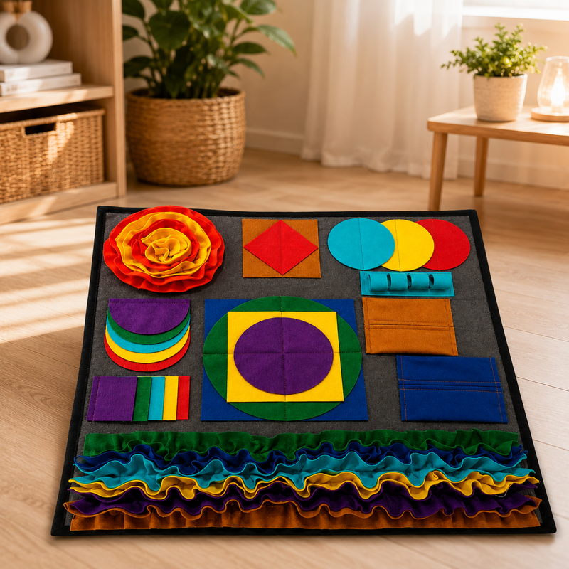 Tapete Olfativo GeoFaro 50 × 50 cm — Transforme a Refeição em uma Experiência de Procura, Estímulo e Diversão🐾🧠