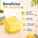 KIT PET CUIDADOS COMPLETOS™ - Luva Tira Pelos + Escova de Banho com Dispenser + Escova Rasqueadeira 🧤🪮